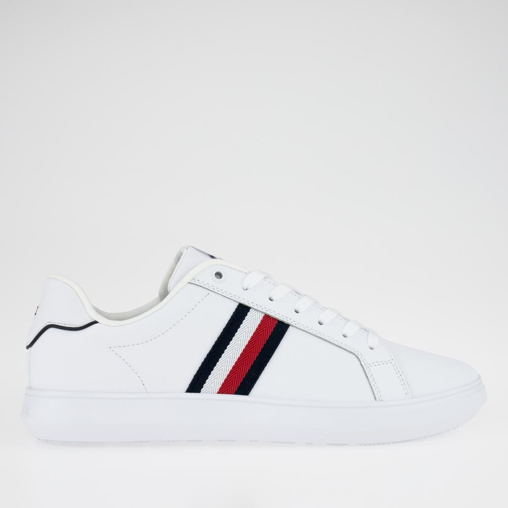 Boty Tommy Hilfiger Corporate Leather Cup Stripes FM0FM04732-YBS - bílé