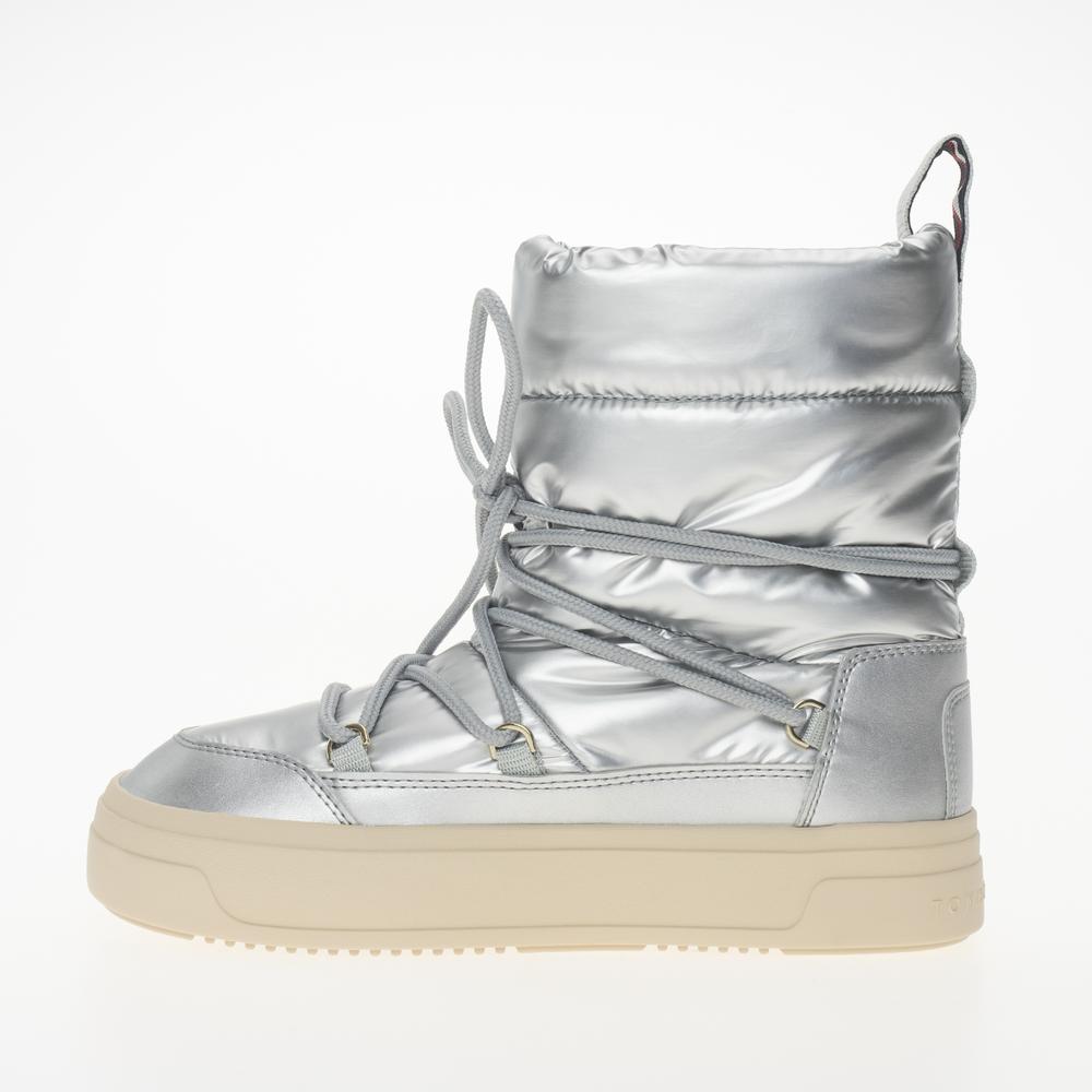 Boty Tommy Hilfiger Lace-Up Metallic Snowboot FW0FW08442-0IN - stříbně