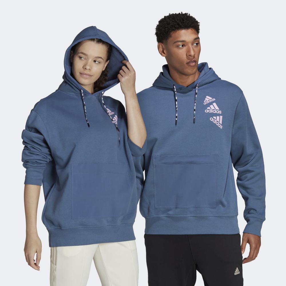 Mikina adidas Essentials BrandLove Fleece Hoodie HL9382 - modré