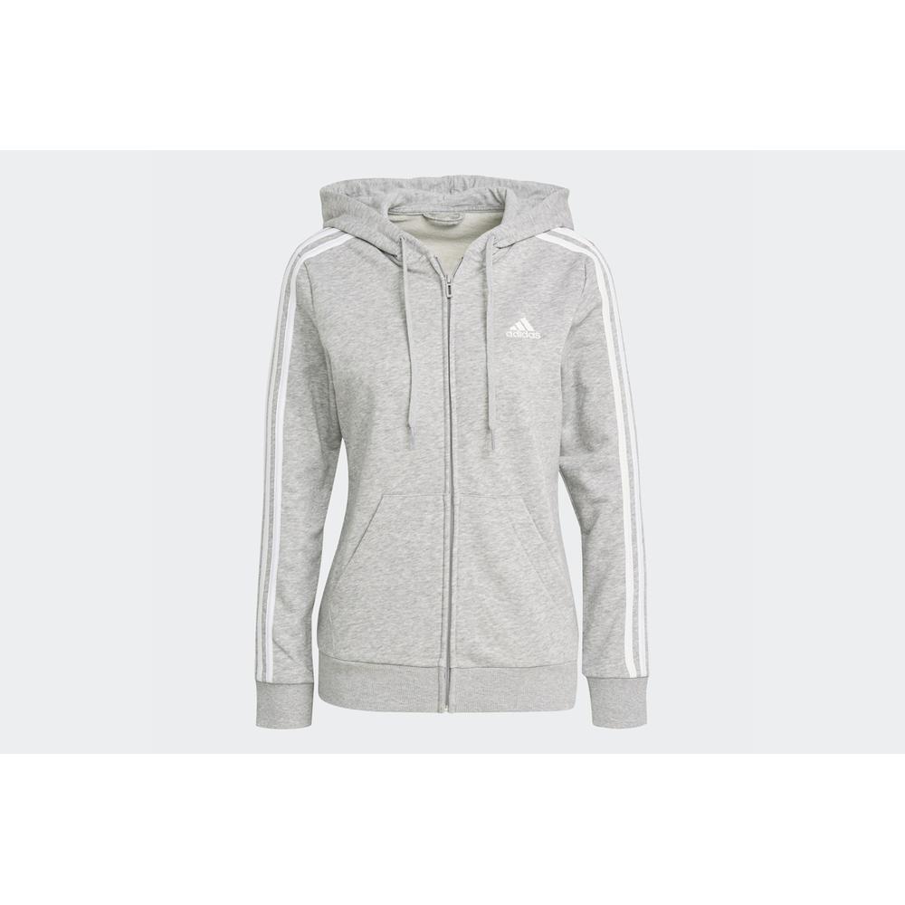 Mikina adidas Essentials French Terry 3-Stripes Full-Zip Hoodie GL0802 - šedivé