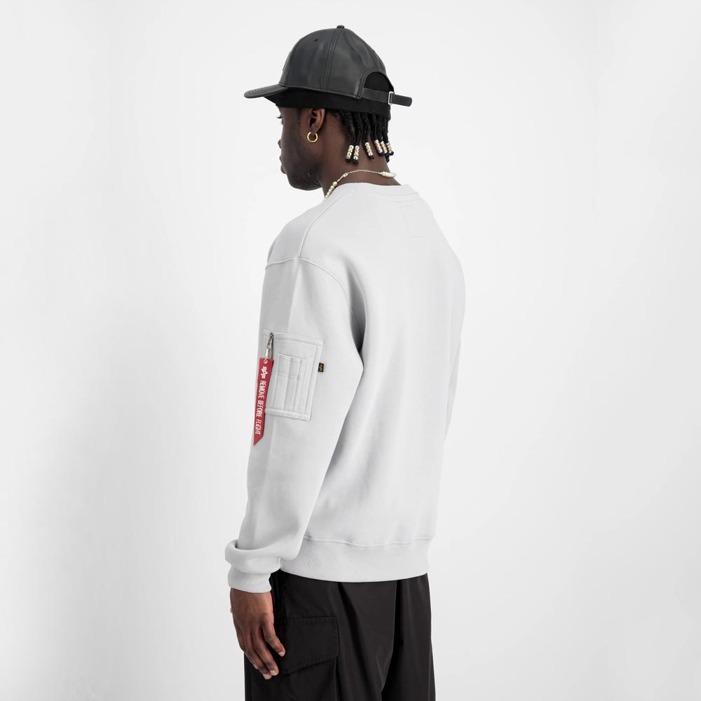 Mikina Alpha Industries Satin Logo Sweater 148311666 - bílé