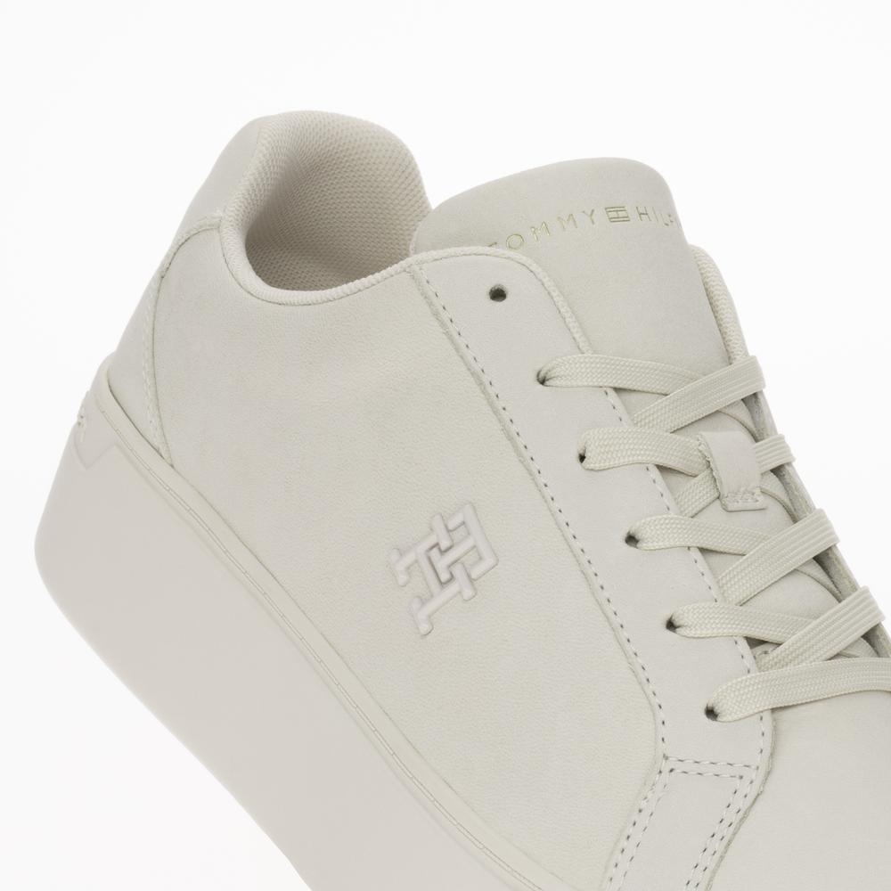 Boty Tommy Hilfiger Nubuck Leather Platform Court FW0FW07912-YBL - béžové