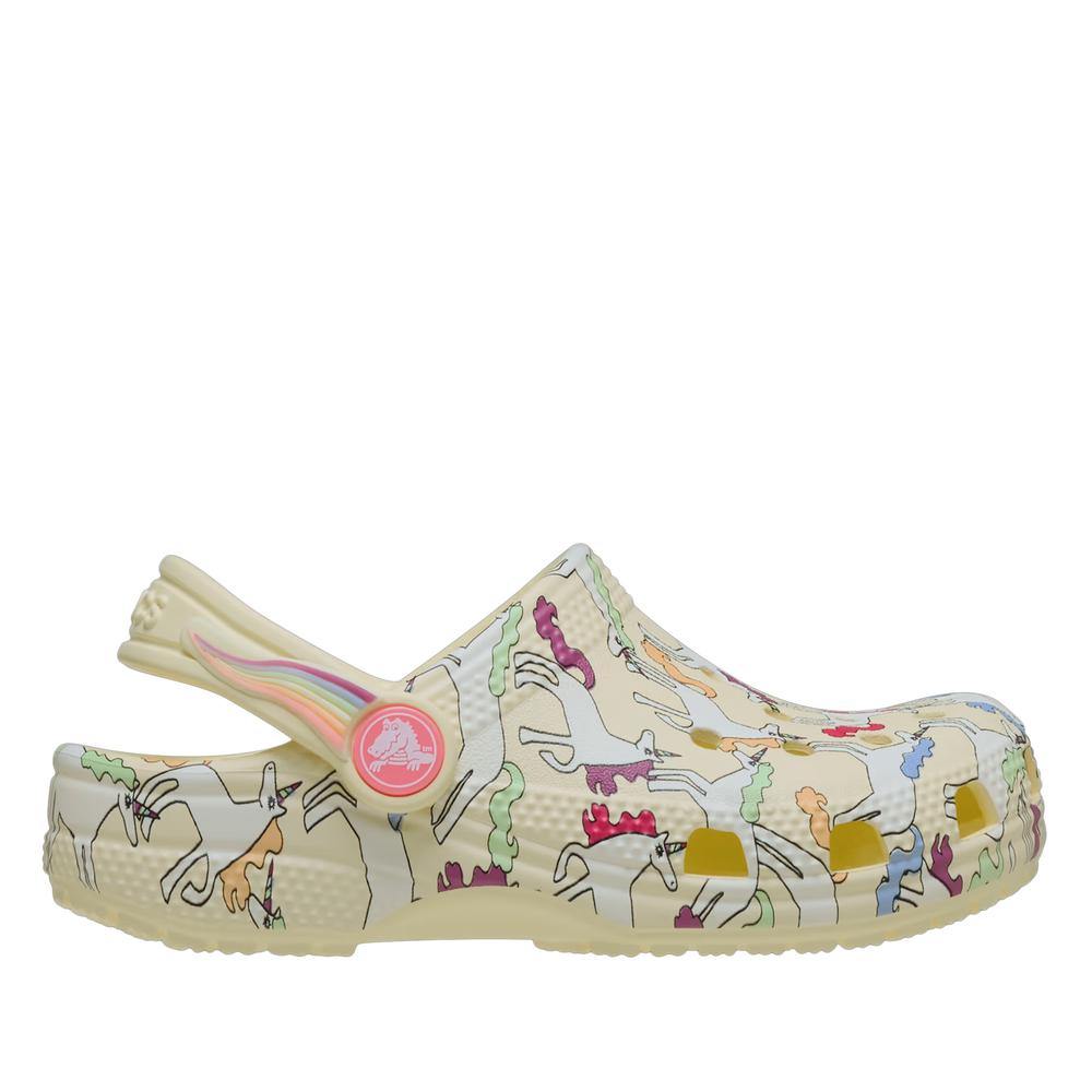 Žabky pro mládež Crocs Classic Unicorn Graphic Clog 212515-7CJ - béžové