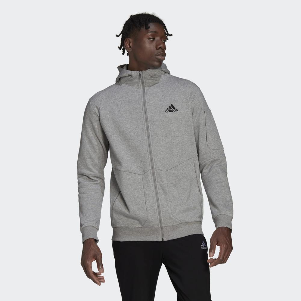 Mikina adidas Essentials 4 Gameday Full-Zip Hoodie HE1806 - šedivé