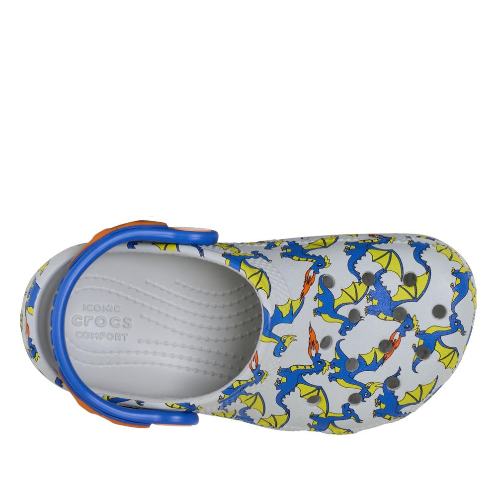Žabky Crocs Toddler Classic Dragon Graphic Clog 212514-1FT - šedivé