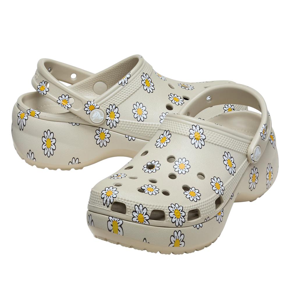 Žabky dámské Crocs Classic Platform Floral Clog 212668-1WY - šedivé