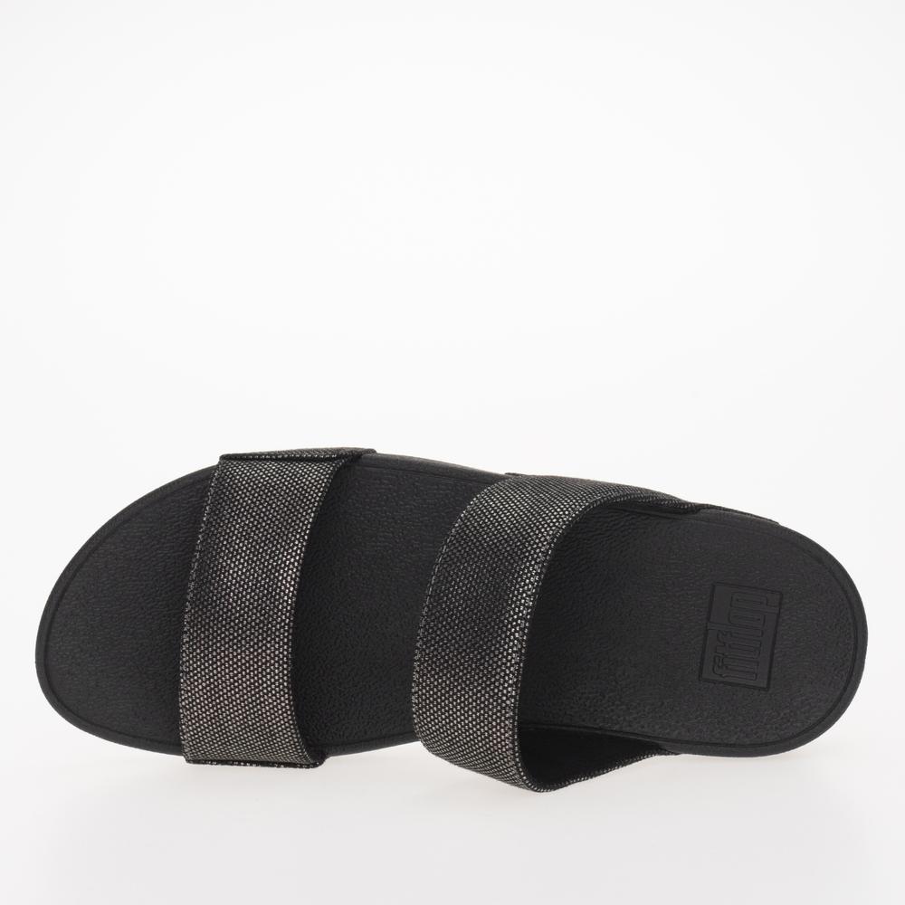 Žabky FitFlop Lulu Glitz-Canvas Slides HR2-B06 - černé