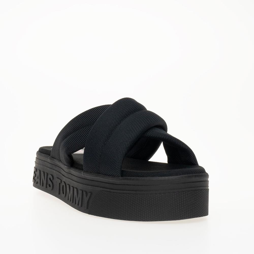 Žabky Tommy Jeans Lettering Flatform EN0EN02465-BDS - černé