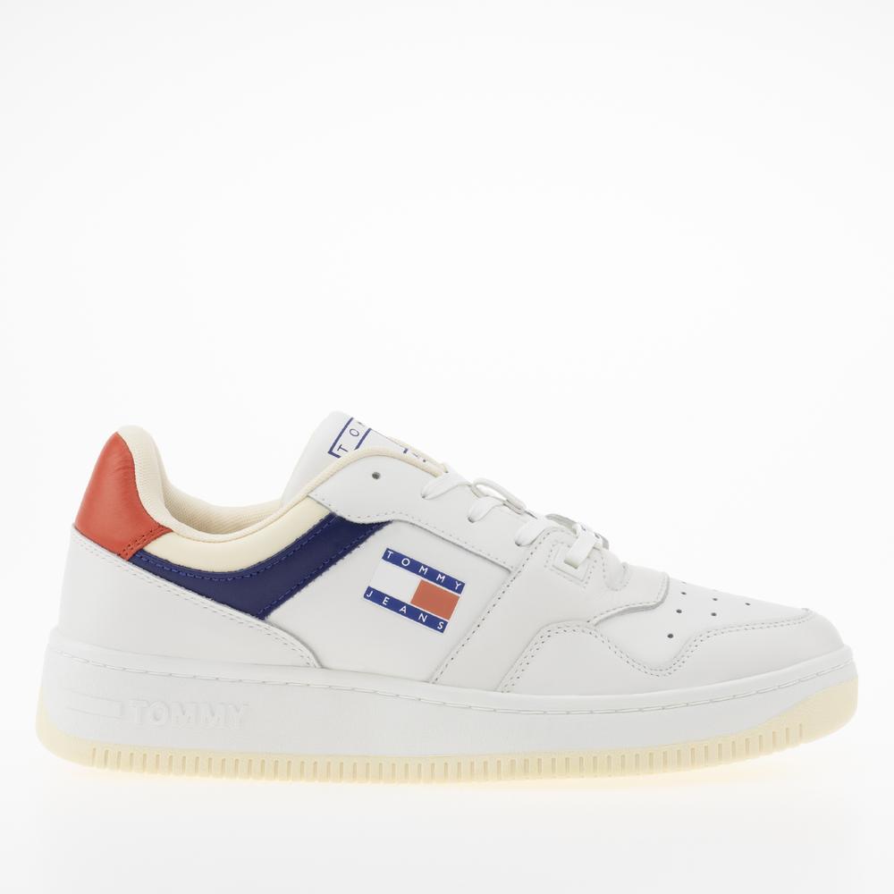 Boty Tommy Jeans Premium Leather Basketball EM0EM01216-0GY - bílé