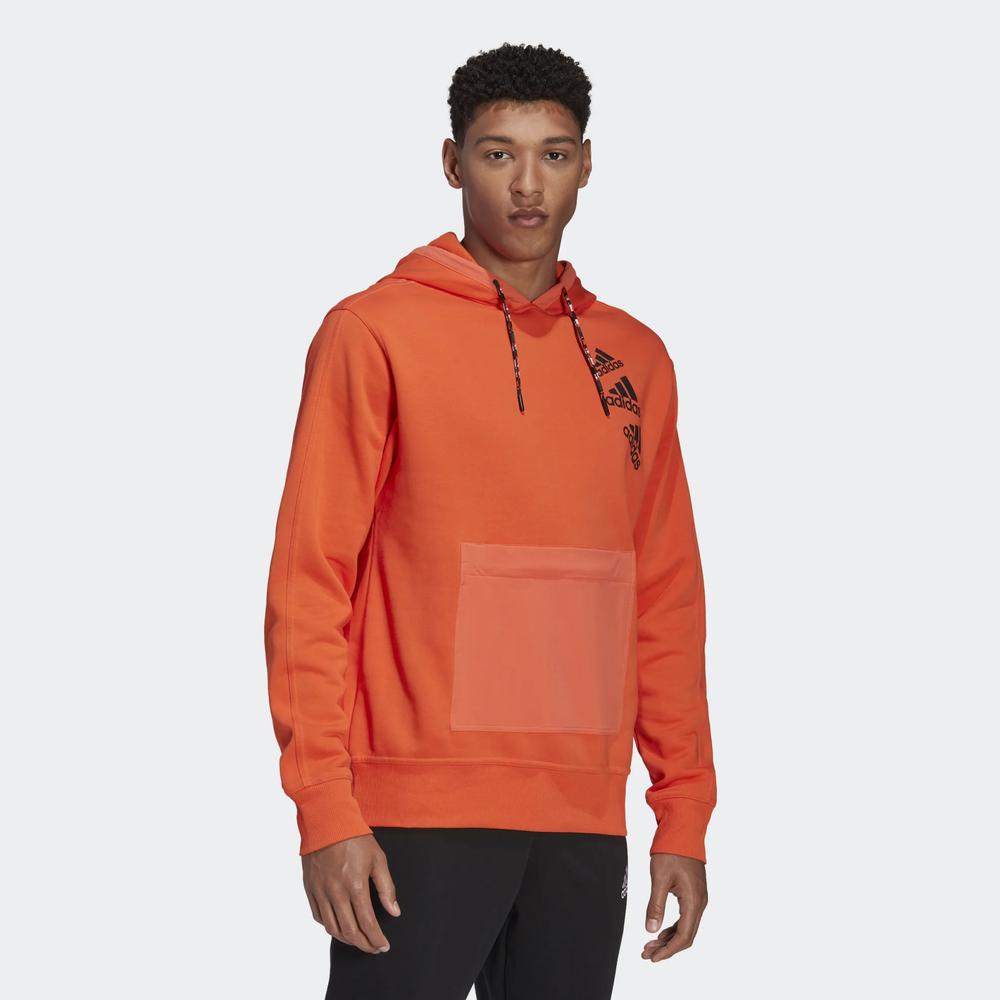 Mikina adidas Essentials BrandLove Fleece Hoodie HL9385 - oranžové