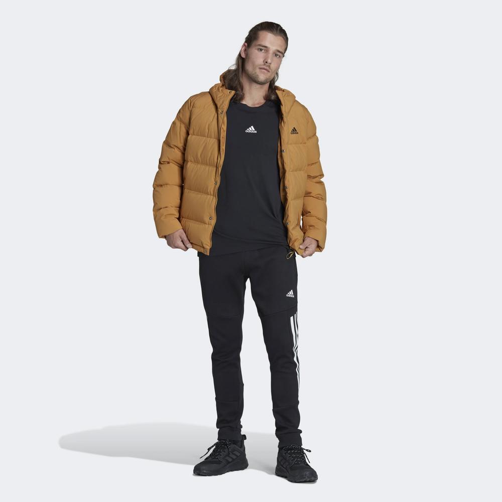 Bunda adidas Helionic Hooded Down HG8748 - hnědé