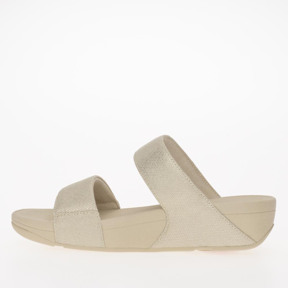 Žabky FitFlop Lulu Glitz-Canvas Slides HR2-675 - béžové