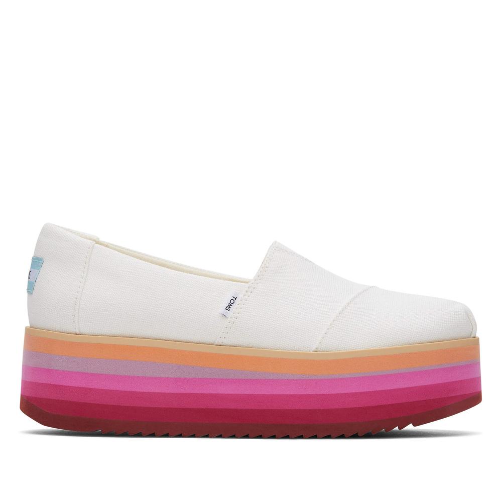 Boty Toms Alpargata Platform Espadrille 10019692 - bílé