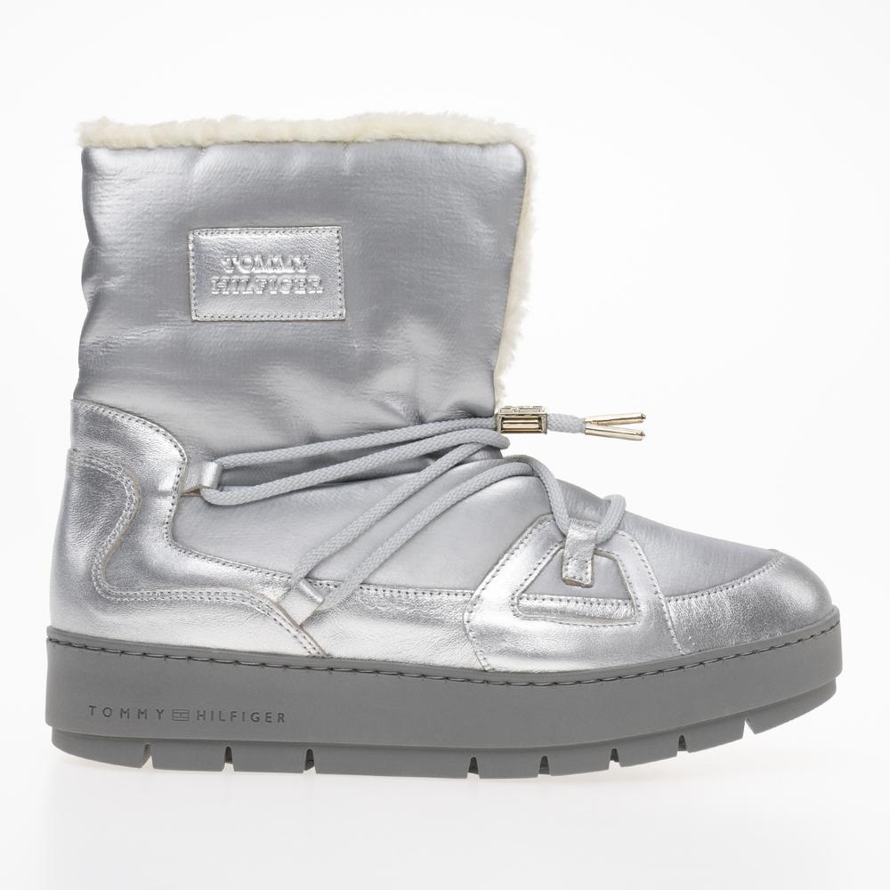 Boty Tommy Hilfiger Tommy Essential Silver Boots FW0FW07506-0IM - stříbně
