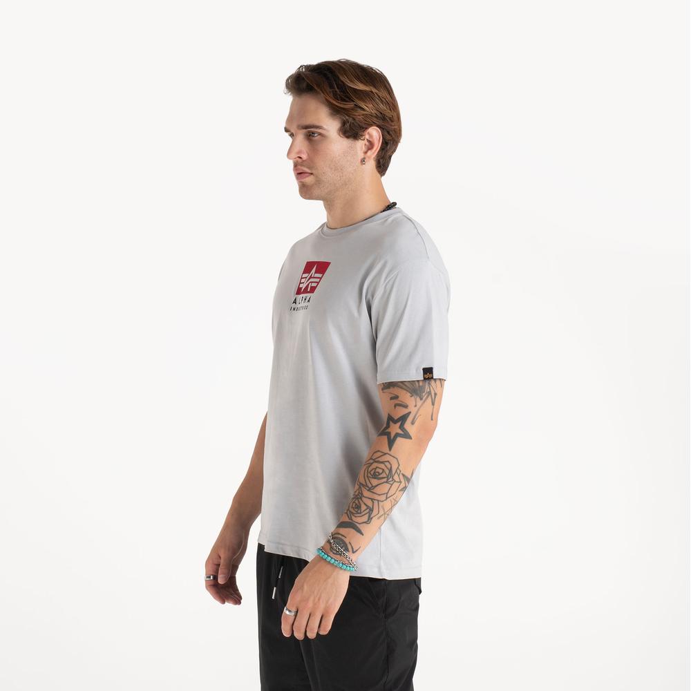 Tričko Alpha Industries Satin Logo 148513666 - šedivé