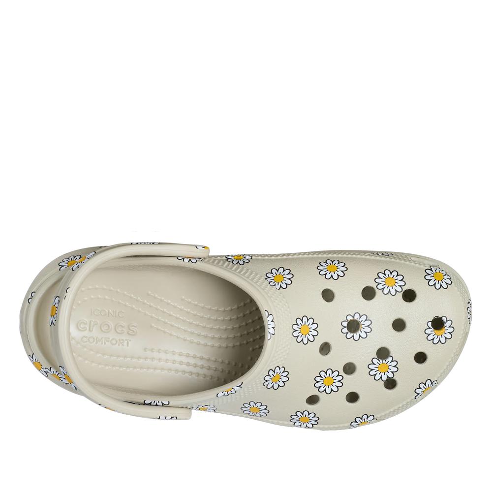Žabky dámské Crocs Classic Platform Floral Clog 212668-1WY - šedivé