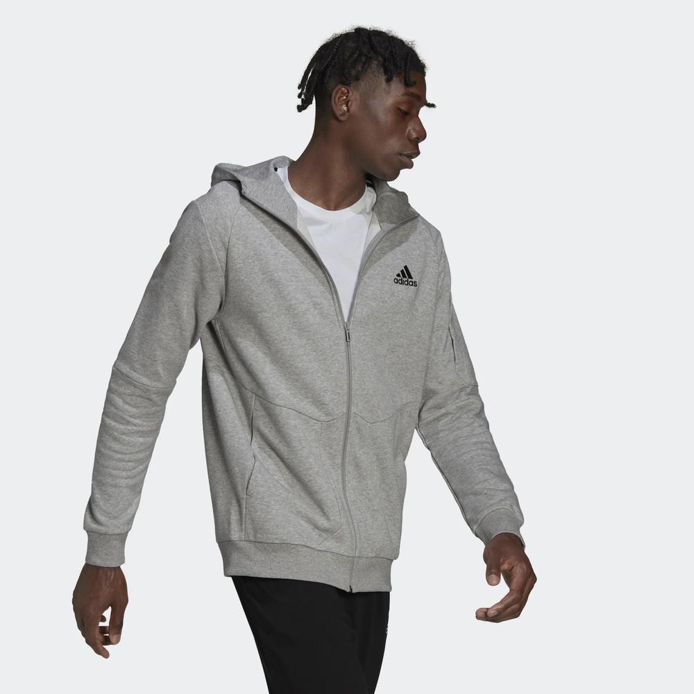 Mikina adidas Essentials 4 Gameday Full-Zip Hoodie HE1806 - šedivé