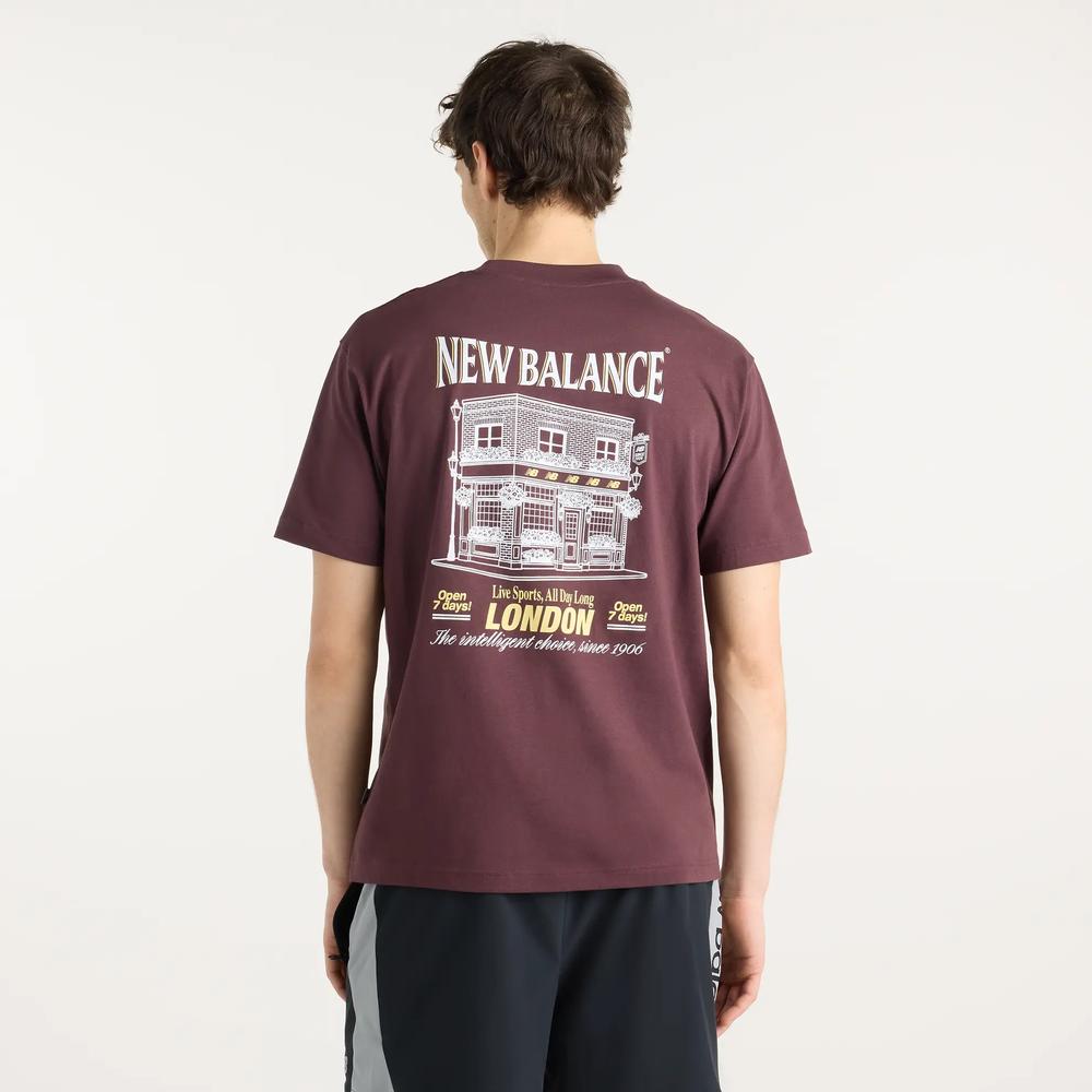 Pánské tričko New Balance Grab  Bite London MT62B9LIYLR - bordové