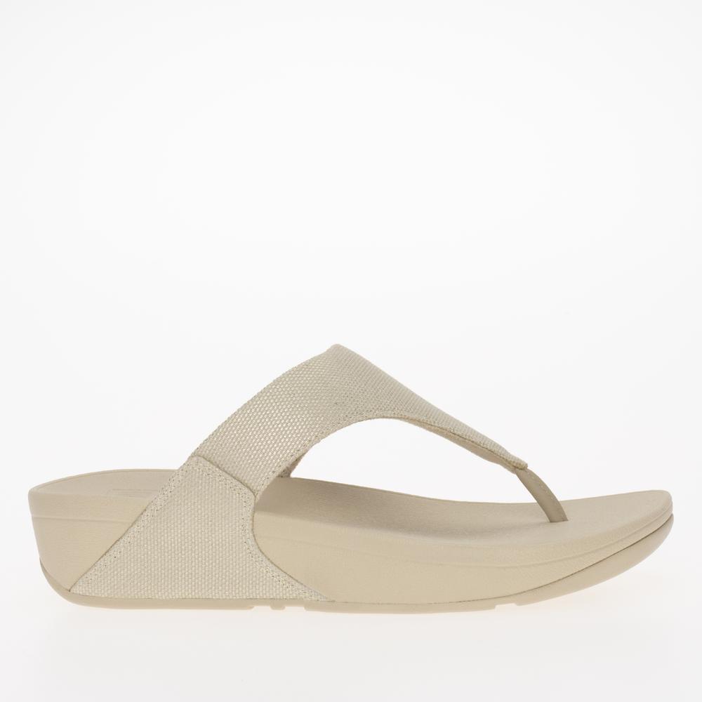 Žabky FitFlop Lulu Glitz-Canvas Toe-Post HQ9-675 - béžové