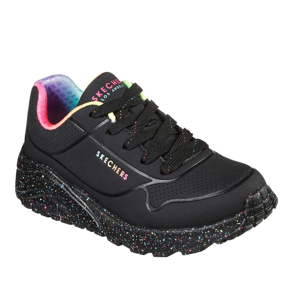 Dětské boty Skechers Uno Lite Rainbow Speckle 310456LBKMT - černé