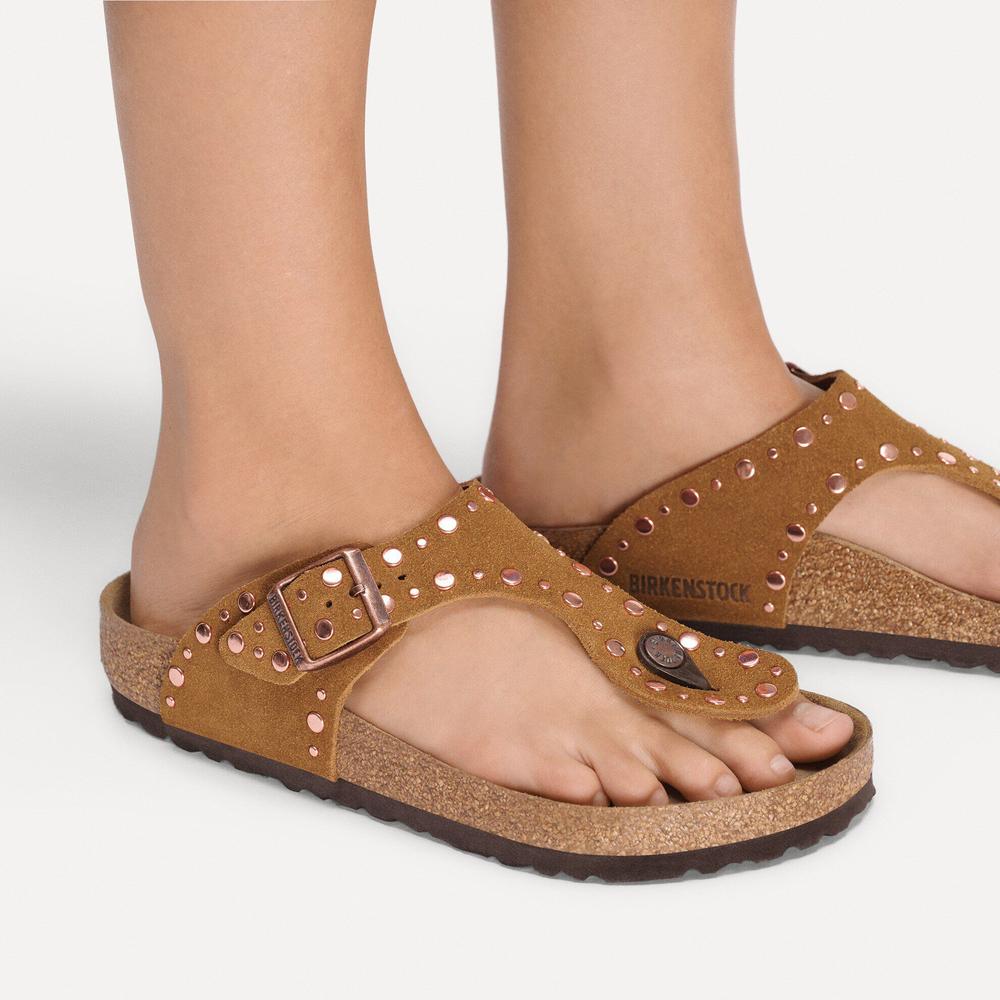 Dámské Žabky Birkenstock Gizeh Rivet 1031649 - hnedé