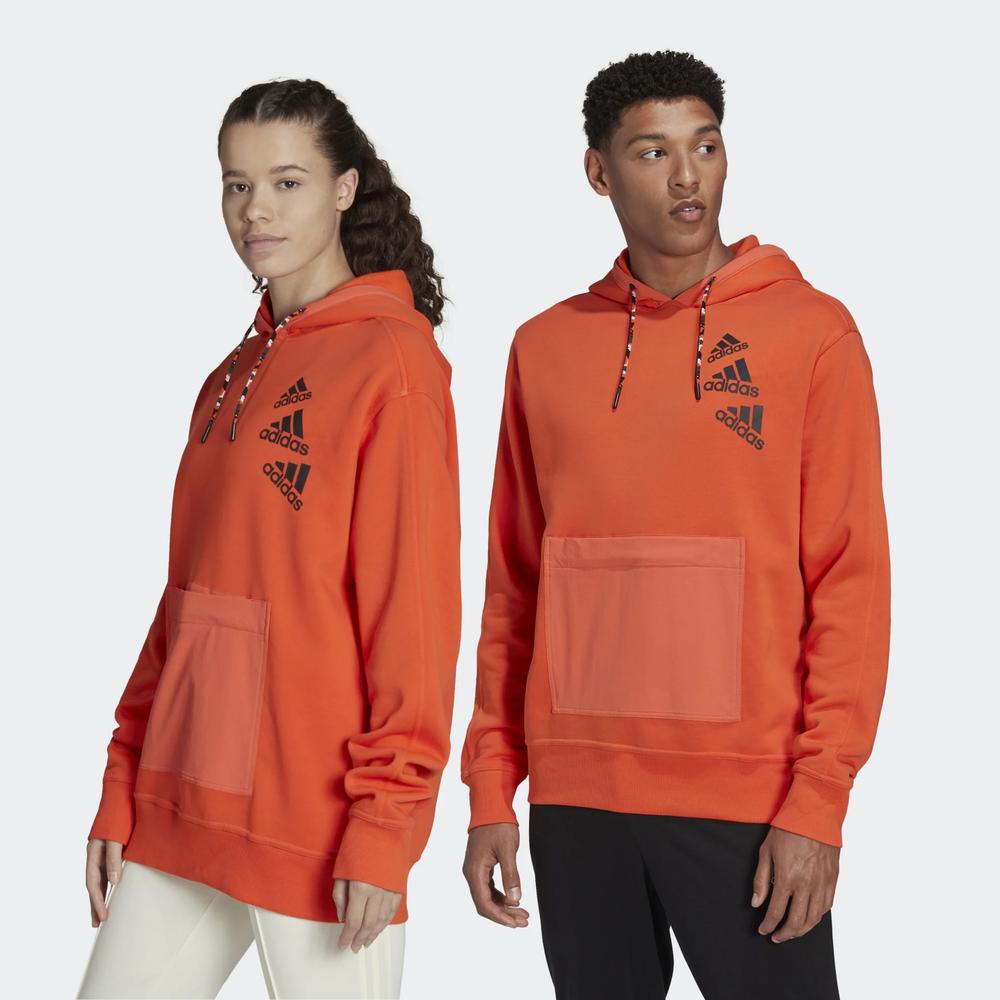 Mikina adidas Essentials BrandLove Fleece Hoodie HL9385 - oranžové