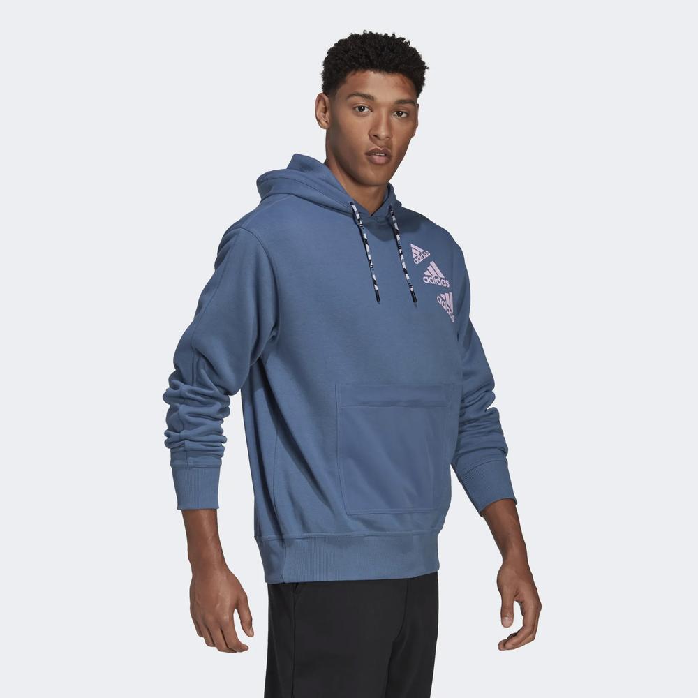Mikina adidas Essentials BrandLove Fleece Hoodie HL9382 - modré