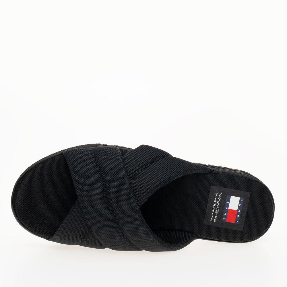 Žabky Tommy Jeans Lettering Flatform EN0EN02465-BDS - černé