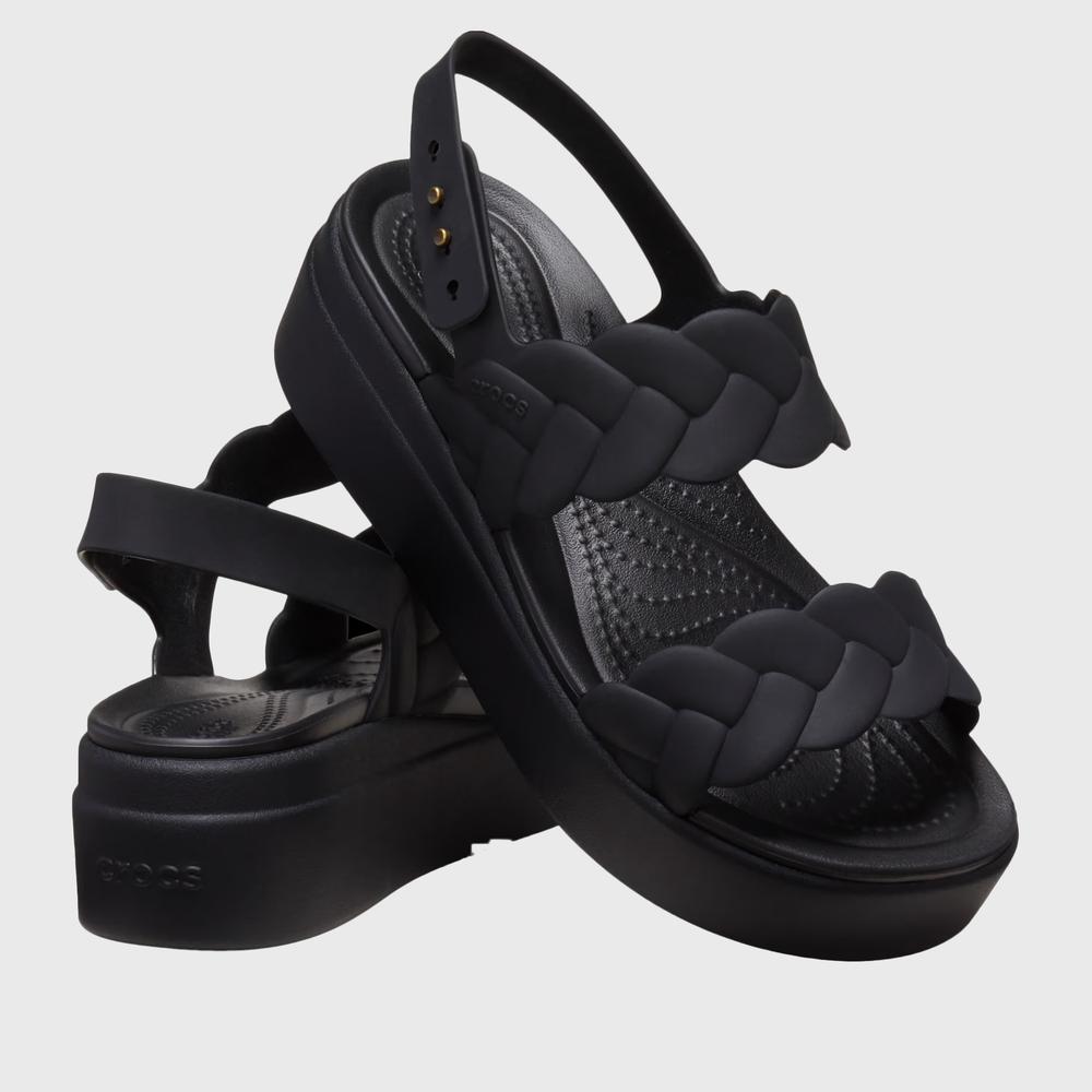 Žabky Crocs Brooklyn Woven Low Wedge 209977-060 - černé