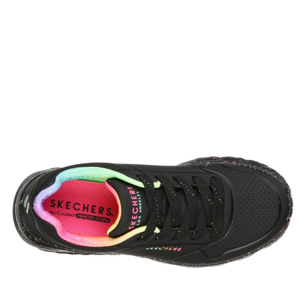 Dětské boty Skechers Uno Lite Rainbow Speckle 310456LBKMT - černé