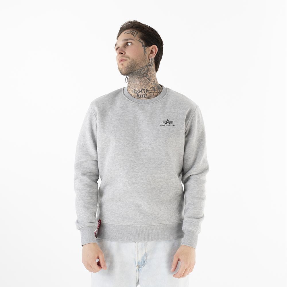 Mikina Alpha Industries Basic Sweater Small Logo 18830717 - šedivé