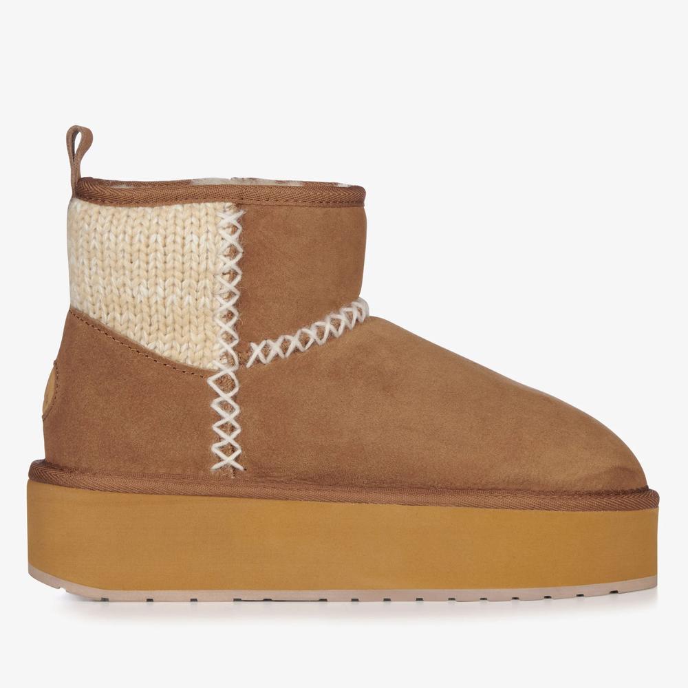 Boty Emu Australia Stinger Knit Flatform W13143CHES - hnědé