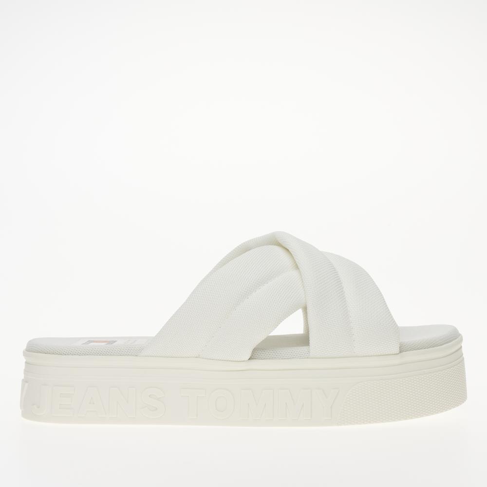 Žabky Tommy Jeans Lettering Flatform EN0EN02465-YBL - bílé