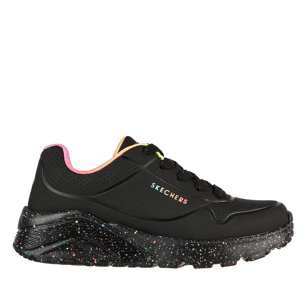 Dětské boty Skechers Uno Lite Rainbow Speckle 310456LBKMT - černé
