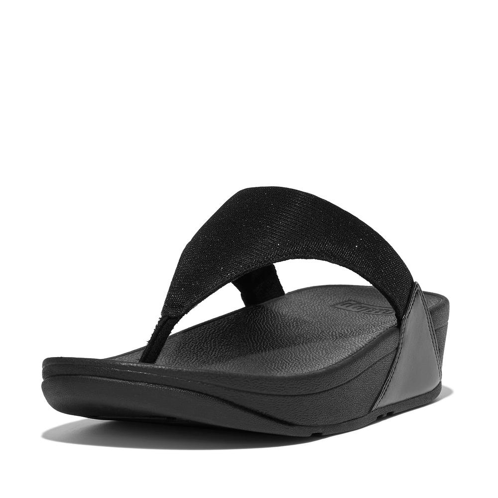 Žabky FitFlop Lulu Shimmerlux Toe-Post FZ7-090 - černé