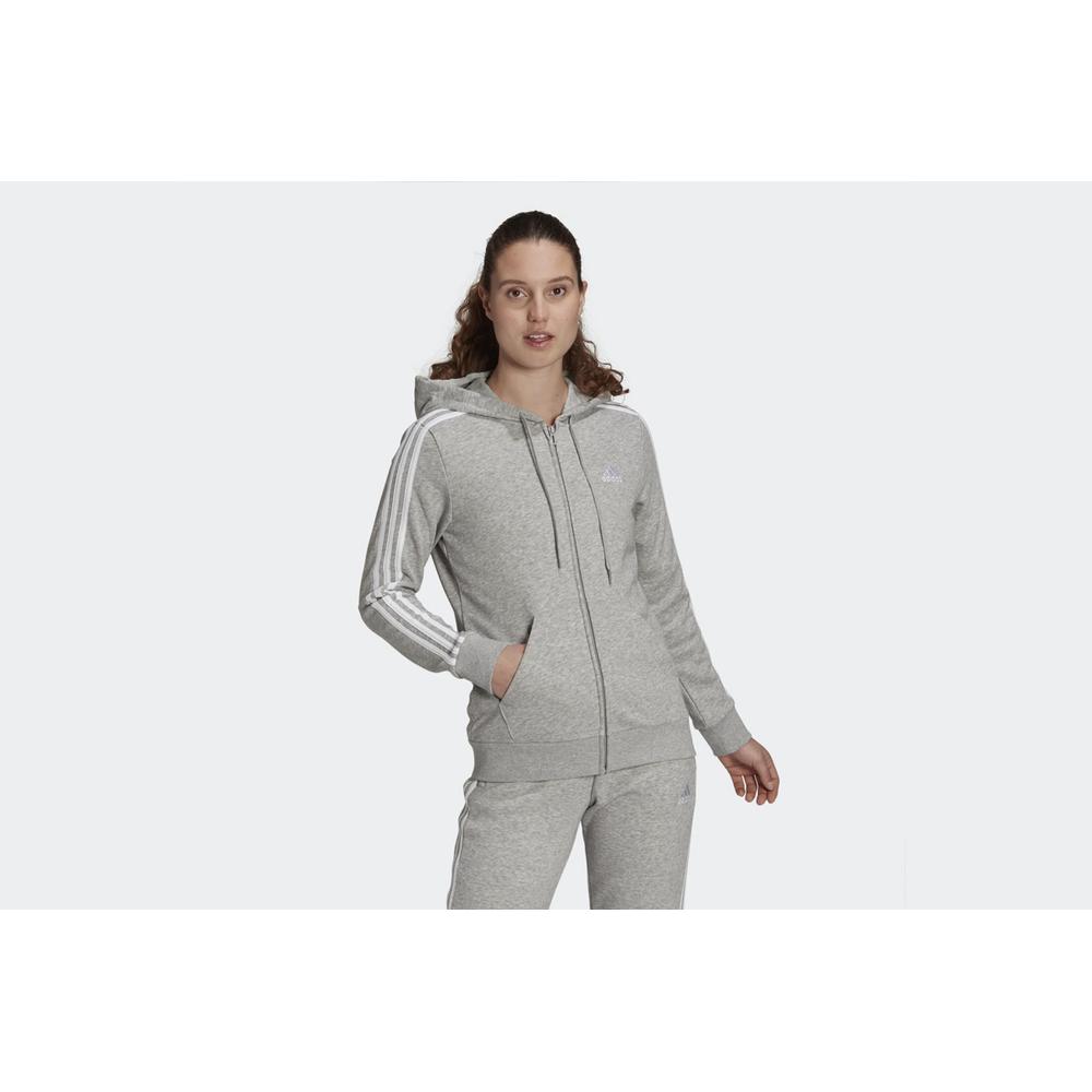 Mikina adidas Essentials French Terry 3-Stripes Full-Zip Hoodie GL0802 - šedivé