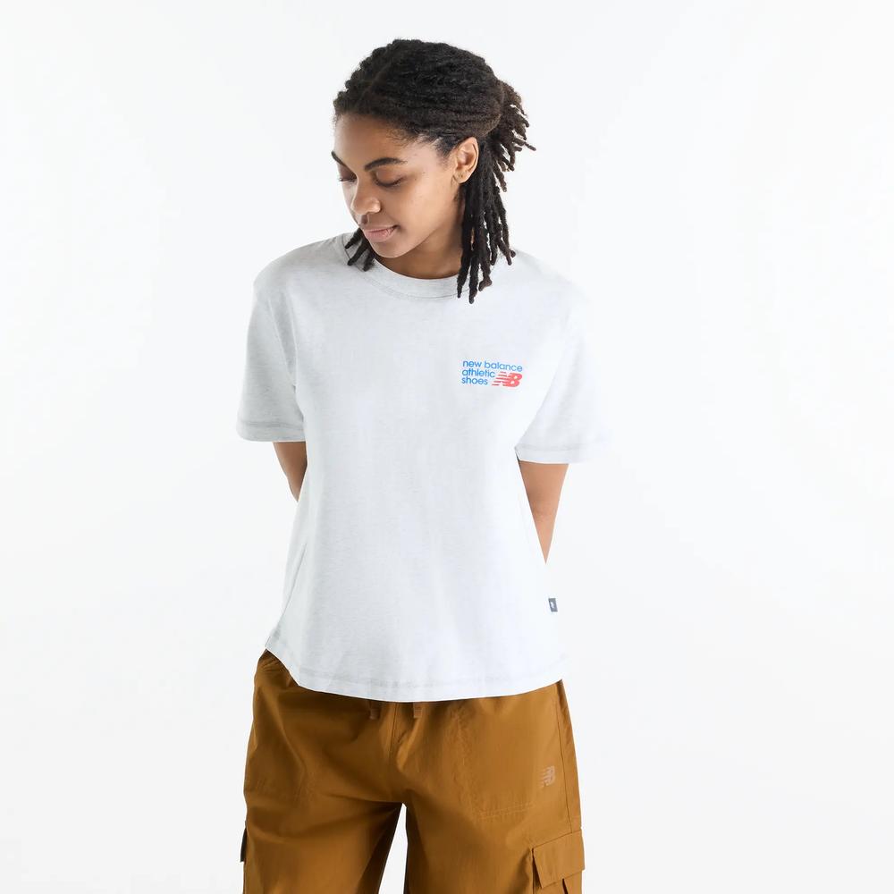 Dámské tričko New Balance Athletics Premium Logo Hip Length WT62B7V2AHH - šedivé