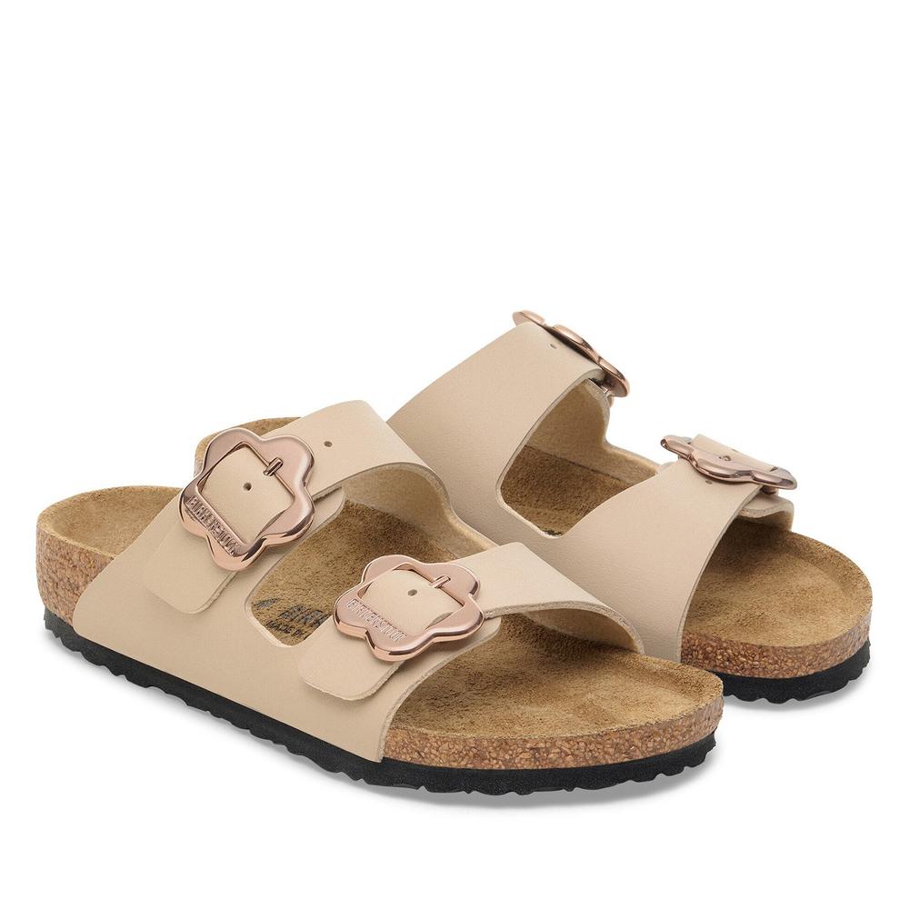 Žabky pro mládež Birkenstock Arizona Flower Buckle 1030419 - béžové