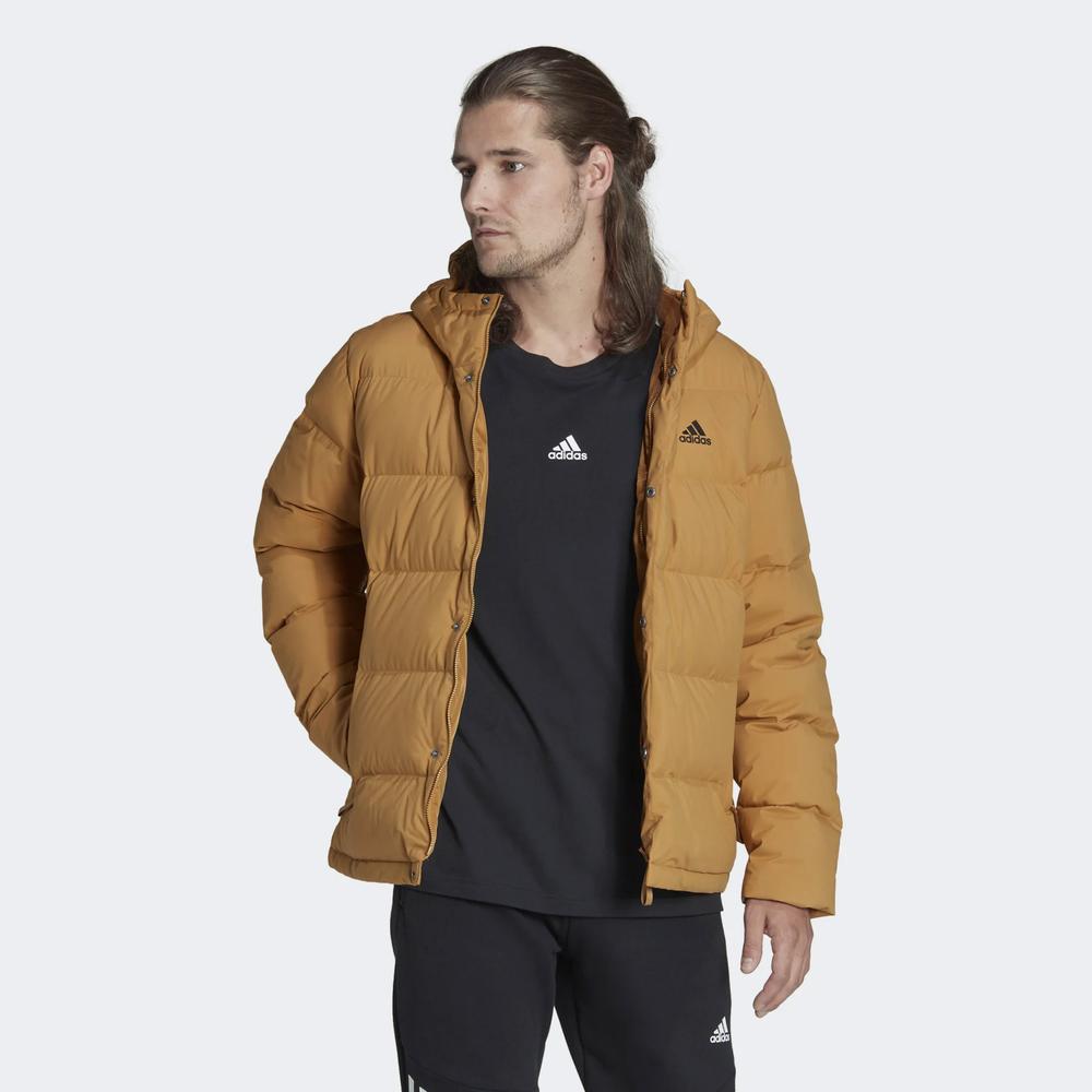 Bunda adidas Helionic Hooded Down HG8748 - hnědé