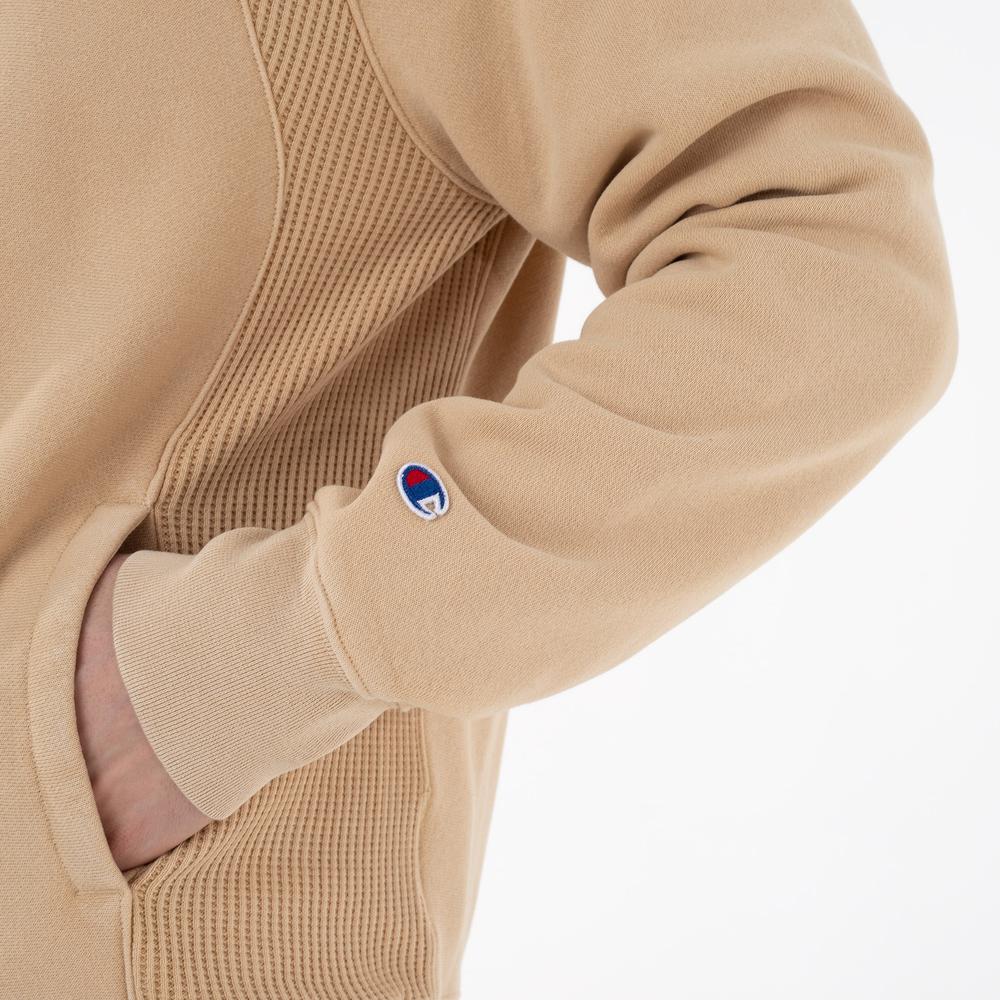 Mikina Champion Waffle Insert Reverse Weave Hoodie 218643-MS039 - béžové