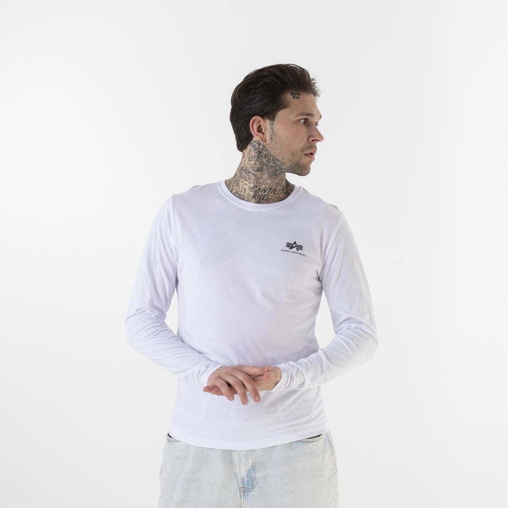 Tričko Alpha Industries Basic LS Small Logo 19851709 - bílé