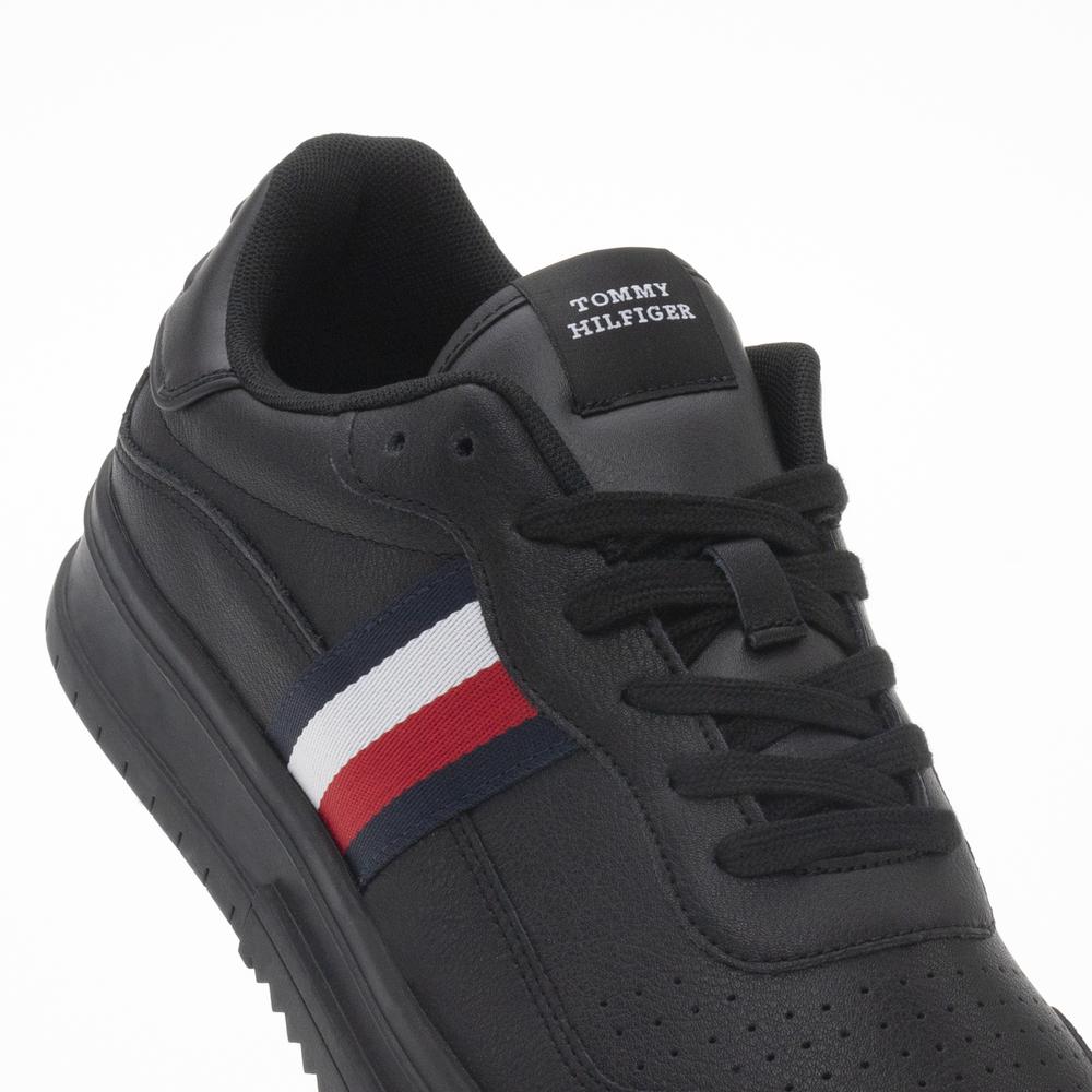 Boty Tommy Hilfiger Supercup Stripes Leather FM0FM04824-0GQ - černé
