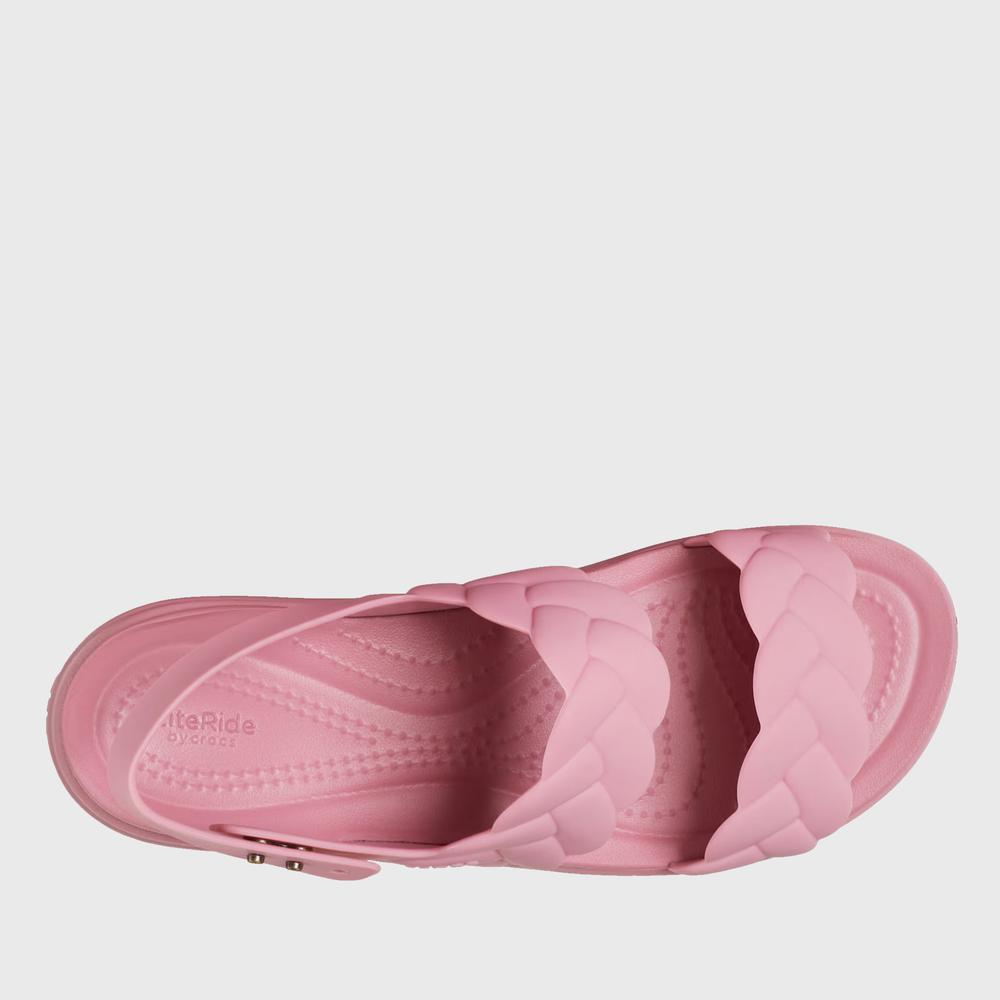 Žabky Crocs Brooklyn Woven Low Wedge 209977-6XX - růžové