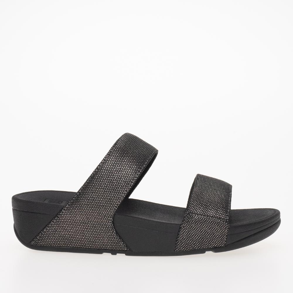 Žabky FitFlop Lulu Glitz-Canvas Slides HR2-B06 - černé