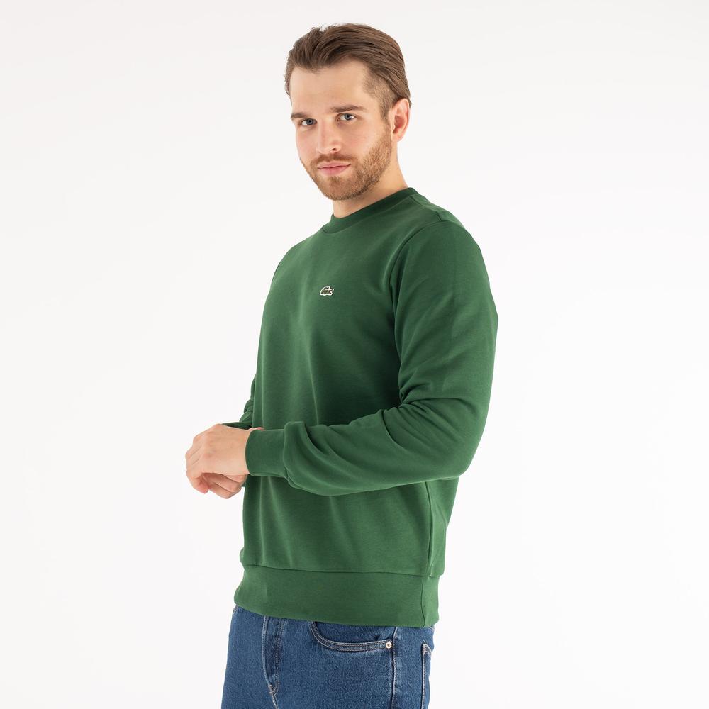 Mikina Lacoste Organic Brushed Cotton Sweatshirt SH9608-132 - zelené