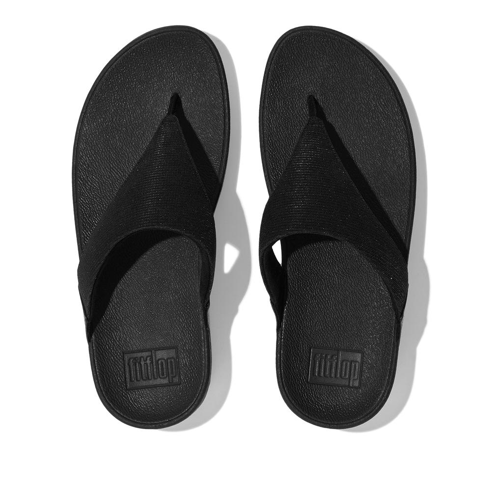 Žabky FitFlop Lulu Shimmerlux Toe-Post FZ7-090 - černé