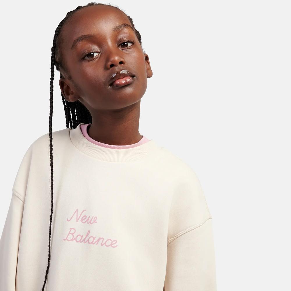 Dětské mikina New Balance LAKG0203BIS - béžové