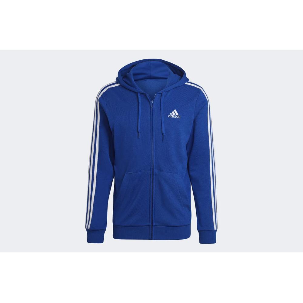 Mikina adidas Essentials French Terry 3-Stripes Full-Zip Hoodie HE4427 - tmavě modrě