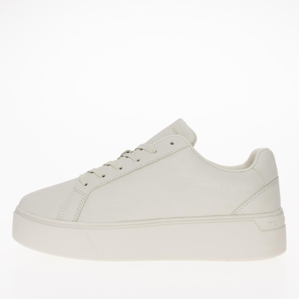 Boty Tommy Hilfiger Nubuck Leather Platform Court FW0FW07912-YBL - béžové
