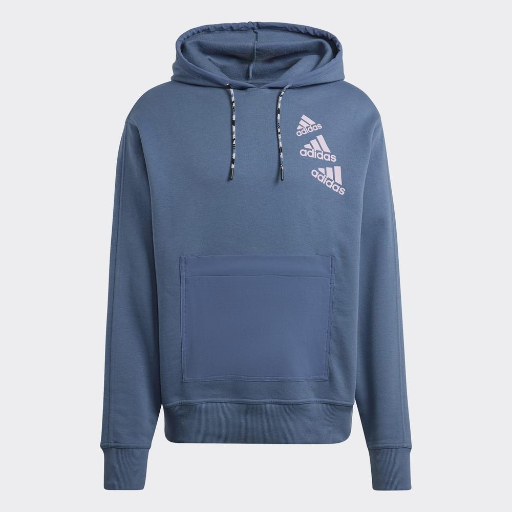 Mikina adidas Essentials BrandLove Fleece Hoodie HL9382 - modré